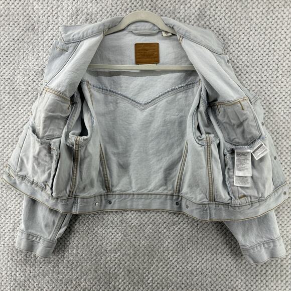 Levi's Premium Jacket Womens S Blue Light Wash Rigid Denim Trucker Retro - Picture 5 of 15